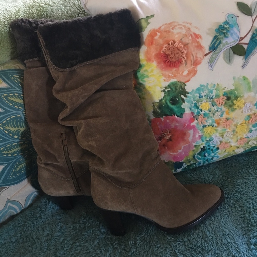 🆕suede boots with fur/braid trim by Nordstrom